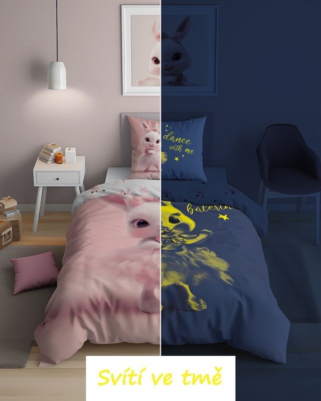 Povlečení Zaječice baletka svítící 140/200, 70/80