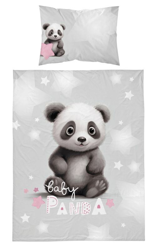 Povlečení do postýlky Baby Panda šedá 100/135, 40/60