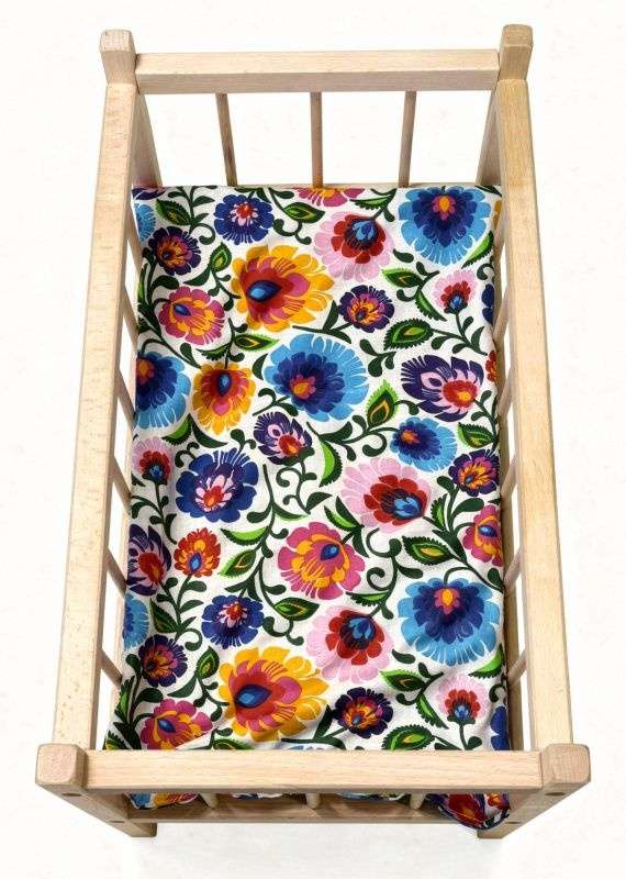 Matrace do postýlky pro panenky Květy bílá, 50x28 cm