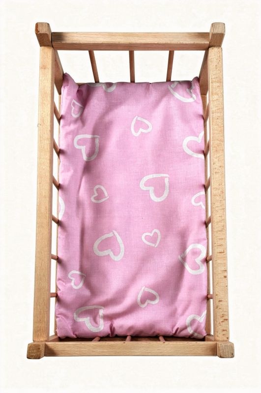 Matrace do postýlky pro panenky Srdíčka velká růžová, 50x28 cm