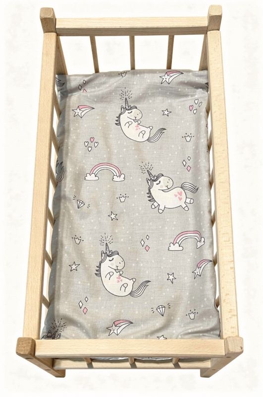 Matrace do postýlky pro panenky Jednorožec šedá, 50x28 cm