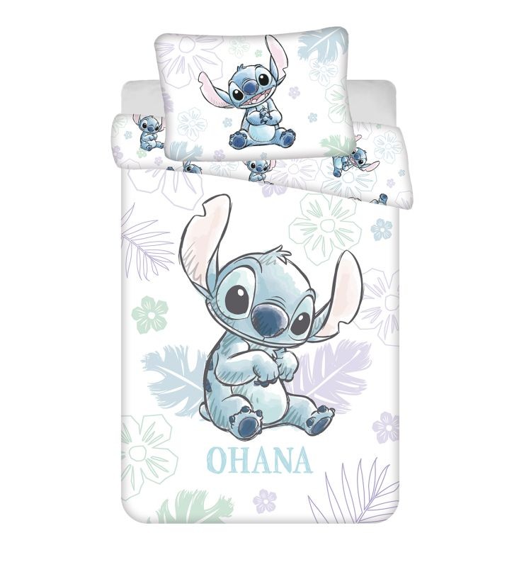 Povlečení do postýlky Lilo and Stitch Ohana White baby 100/135, 40/60