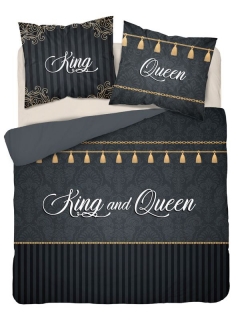 Francouzské povlečení King and Queen black 220/200, 2x70/80